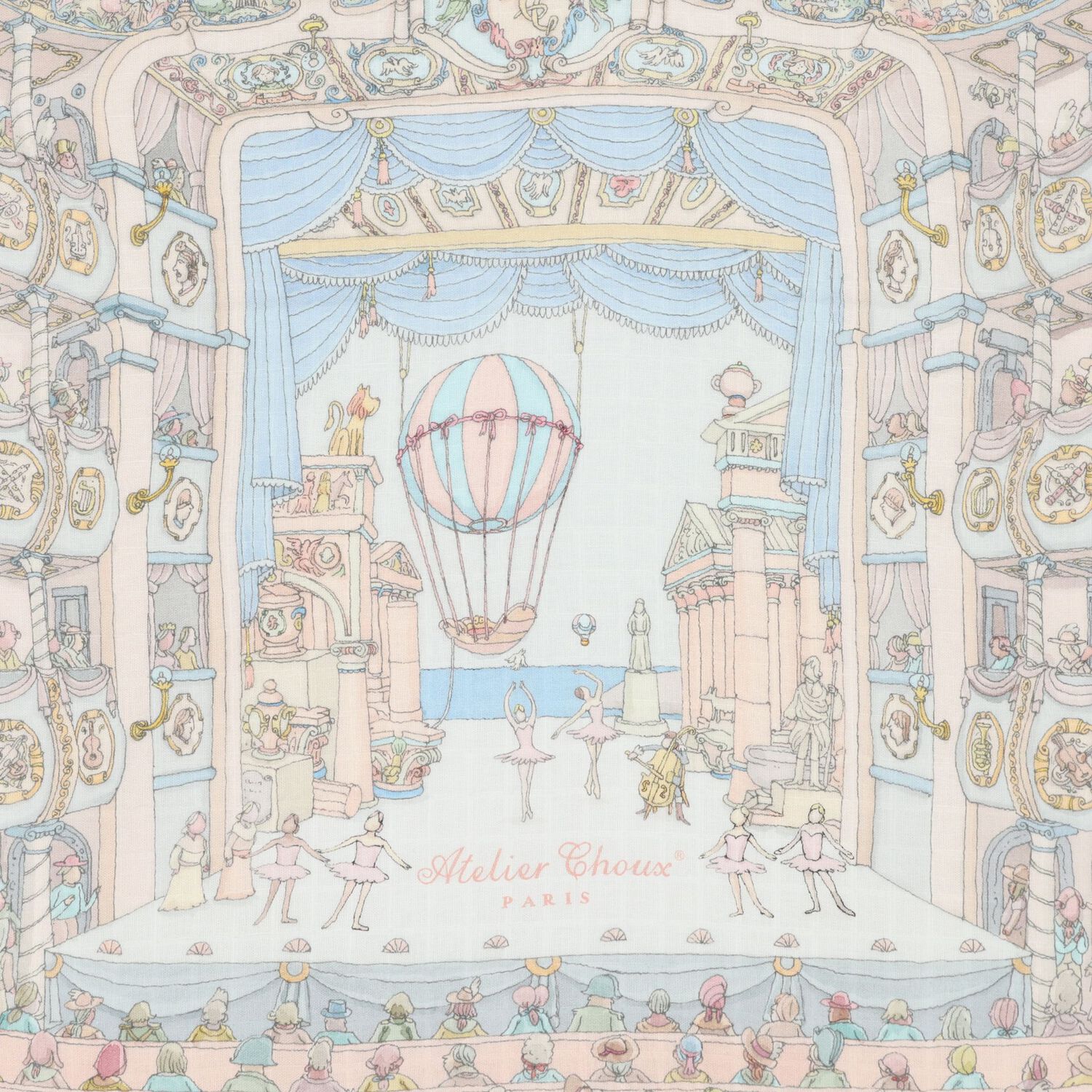 Ivory & Blue Ballet de Paris Baby Carr&eacute; Swaddle Blanket, 1, hi-res