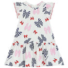 Younger Girls White Bows & Logo Dress, 1, hi-res
