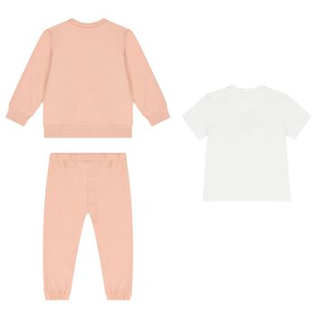 Younger Girls Pink & White 3-Piece Tracksuit Gift Set