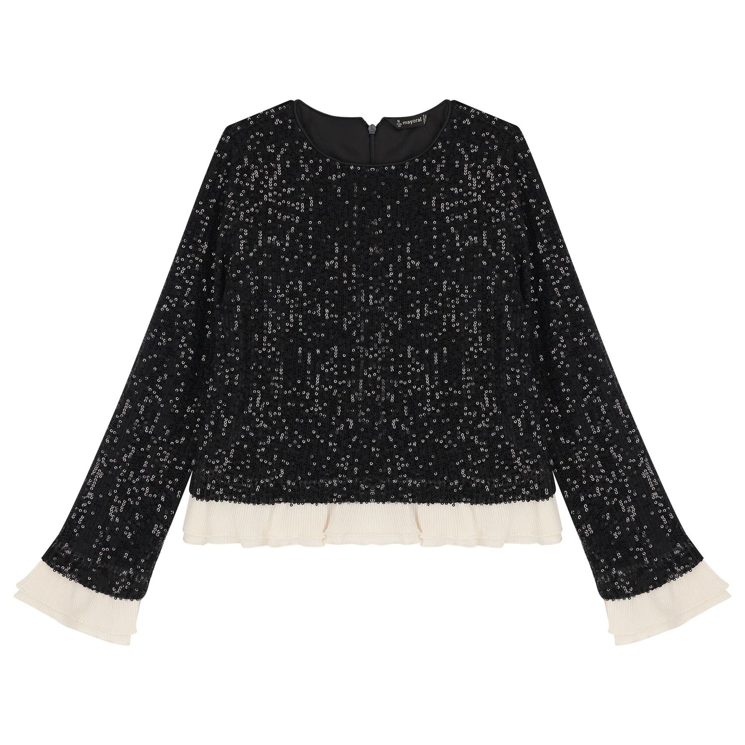 Girls Black Embellished Sequin Trouser Set, 2, hi-res