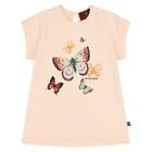 Younger Girls Pink Butterflies Logo T-Shirt, 1, hi-res