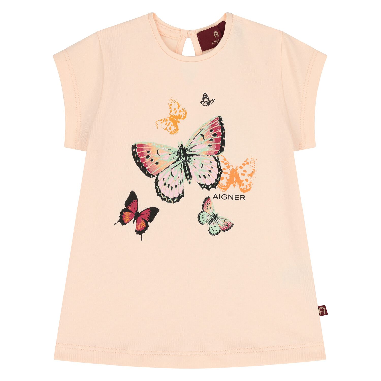 Younger Girls Pink Butterflies Logo T-Shirt, 1, hi-res