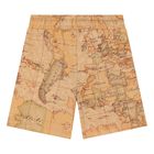 Boys Beige Geo Map Shorts, 1, hi-res
