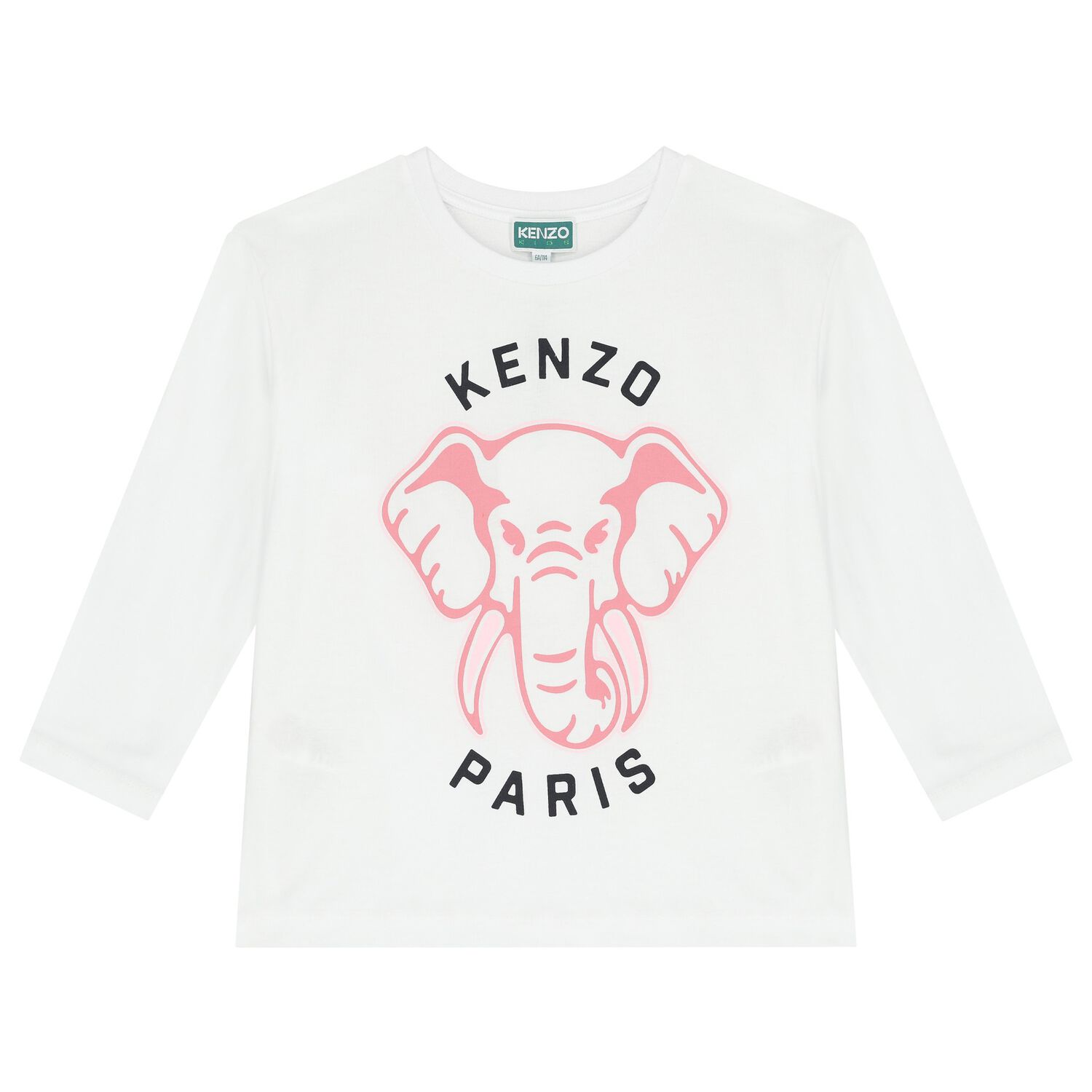 Girls White Elephant Logo Long Sleeve Top, 1, hi-res