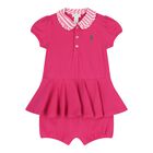 Baby Girls Pink Polo Romper, 1, hi-res