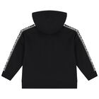 Black Logo Hooded Zip Up Top, 1, hi-res