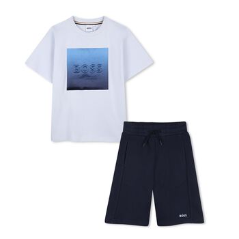Boys Blue Logo Shorts Set