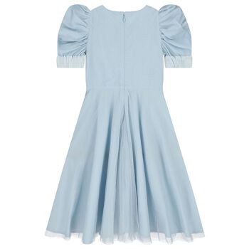 Girls Blue Embellished Crystal Tulle Dress