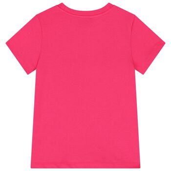 Girls Pink Teddy Bear Logo T-Shirt
