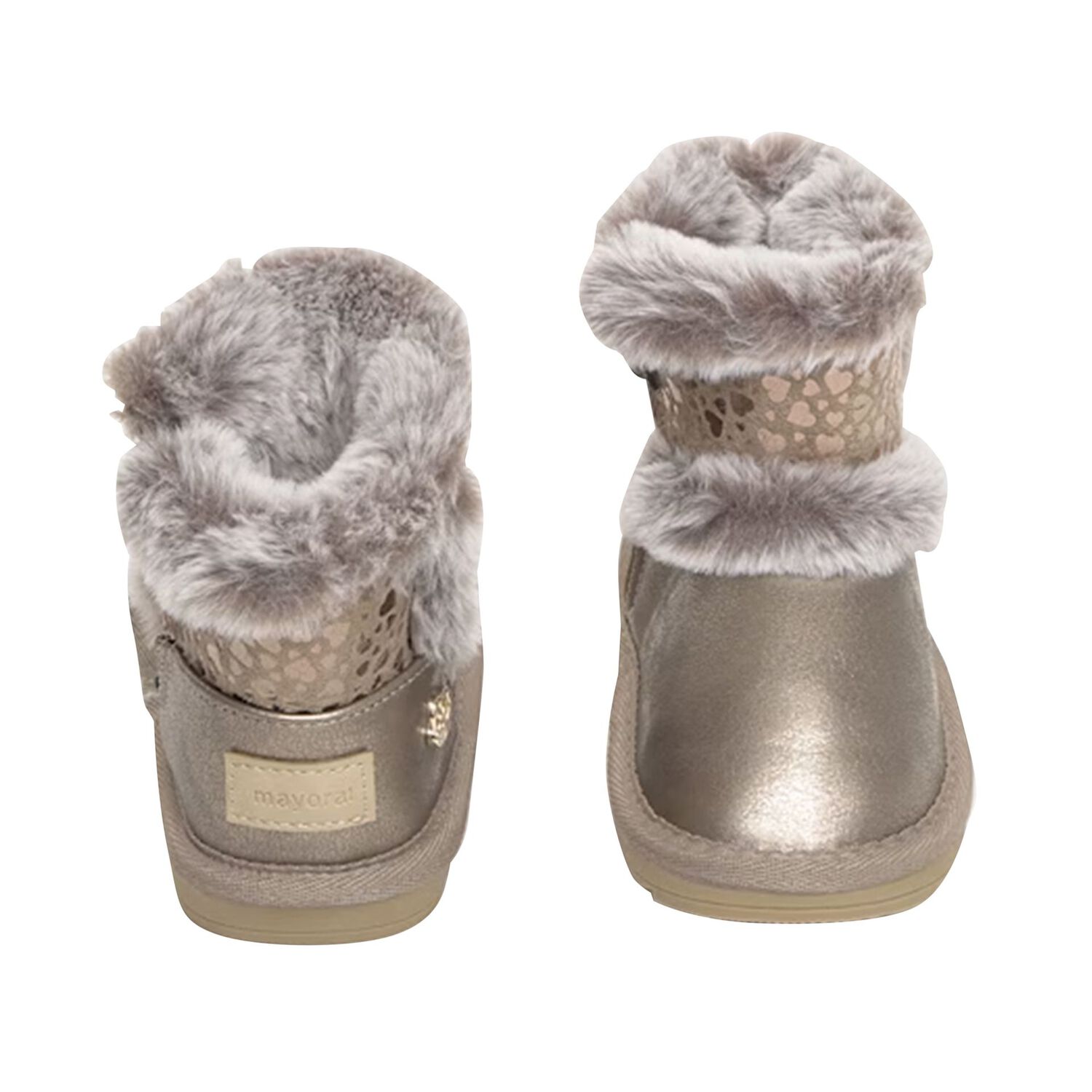 Younger Girls Gold Faux Leather Boots, 2, hi-res