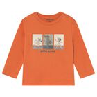 Younger Boys Orange Puppies Long Sleeve Top, 1, hi-res