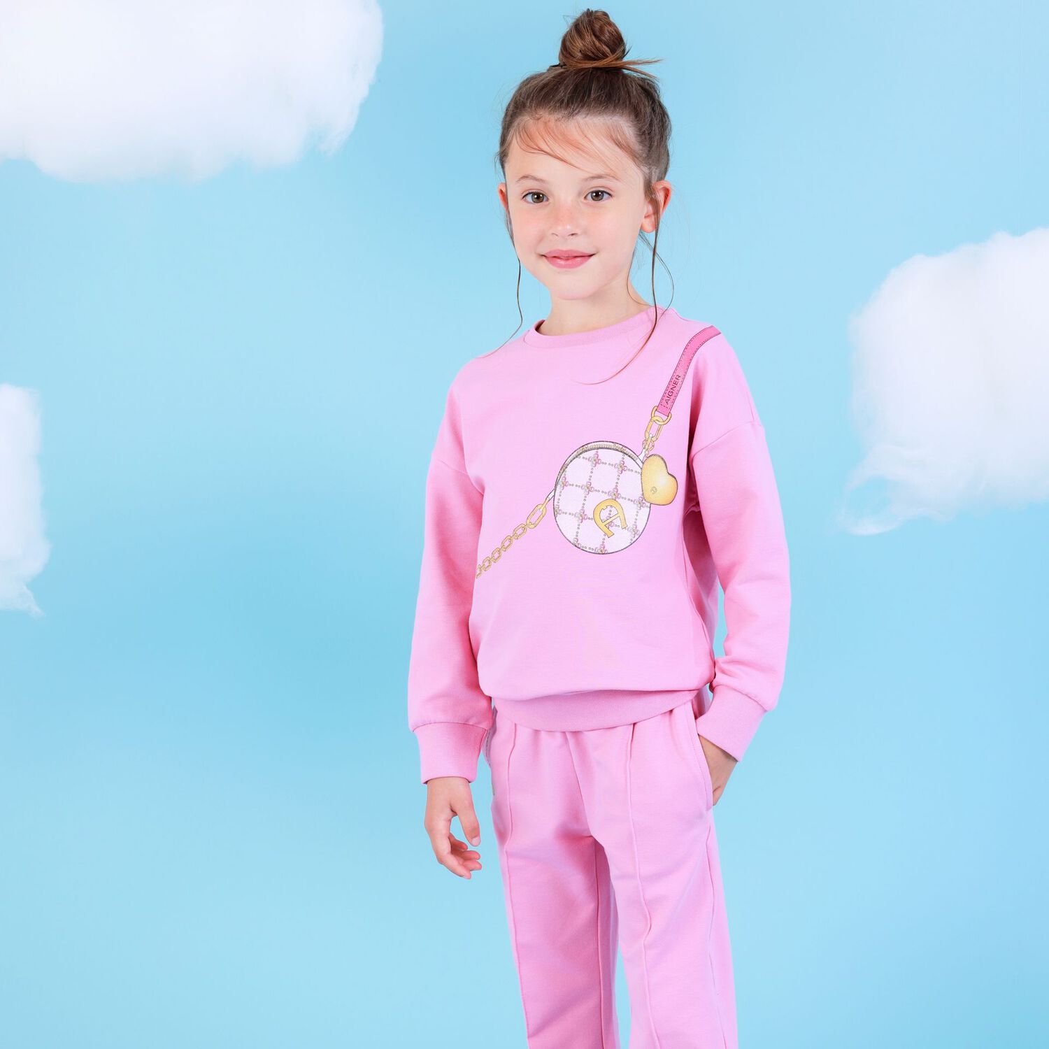 Younger Girls Pink Joggers, 1, hi-res