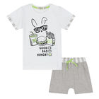 Baby Boys White & Grey Shorts Set, 1, hi-res