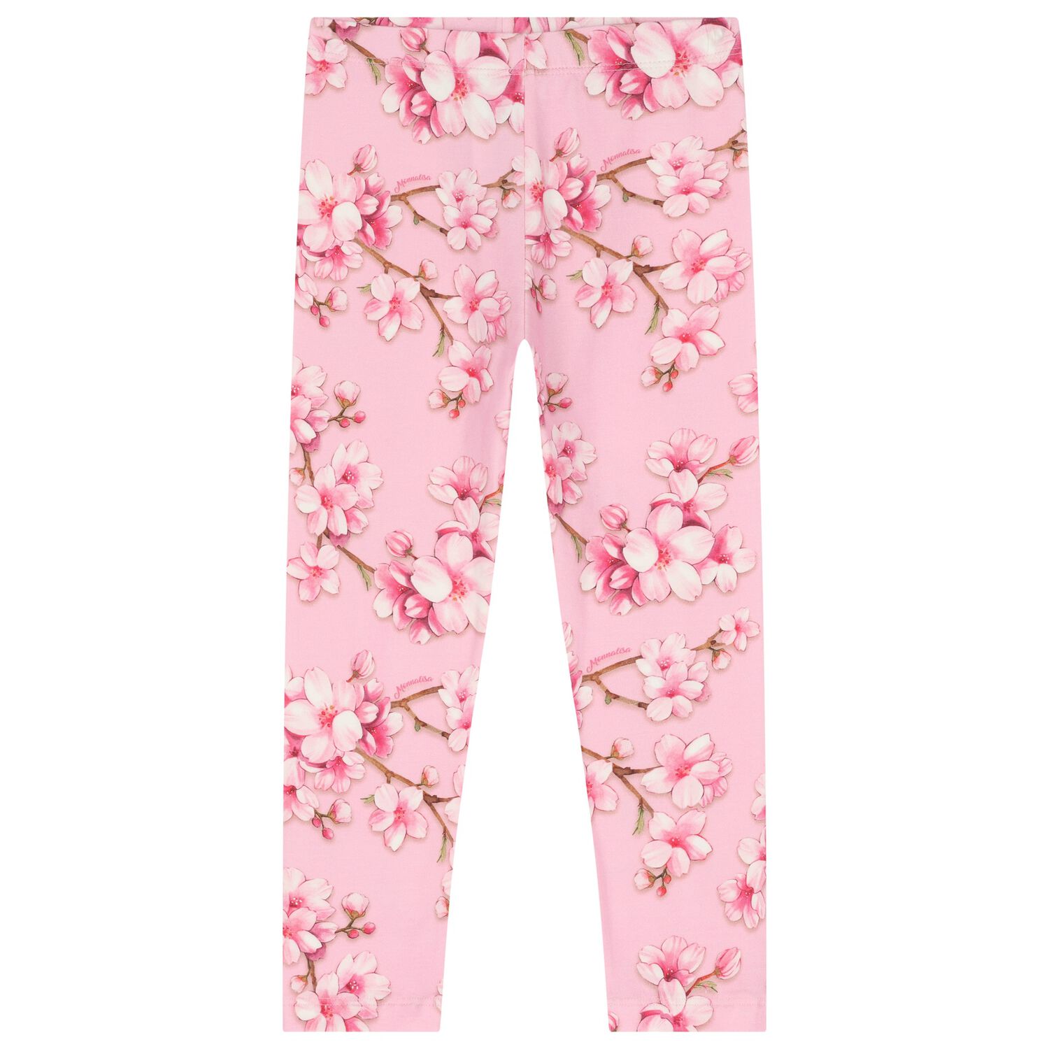 Girls Pink Logo Cherry Blossom Leggings, 1, hi-res