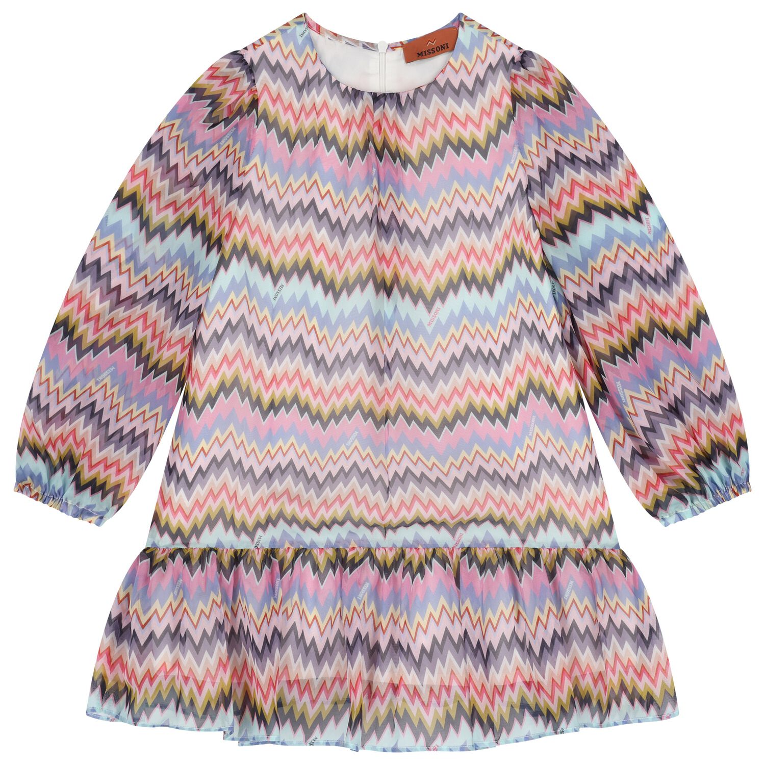 Girls Multi-Coloured Zigzag Dress, 1, hi-res