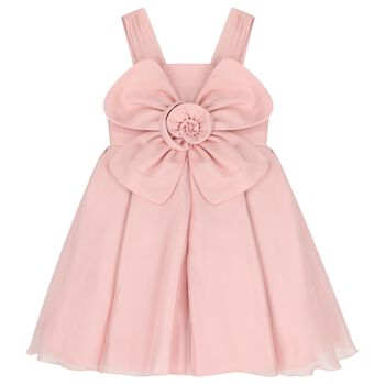 Girls Pink Flower Organza Dress