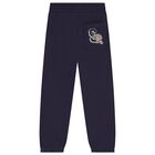 Boys Navy Blue Tiger Logo Joggers, 1, hi-res