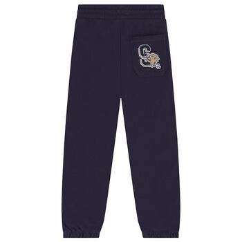 Boys Navy Blue Tiger Logo Joggers