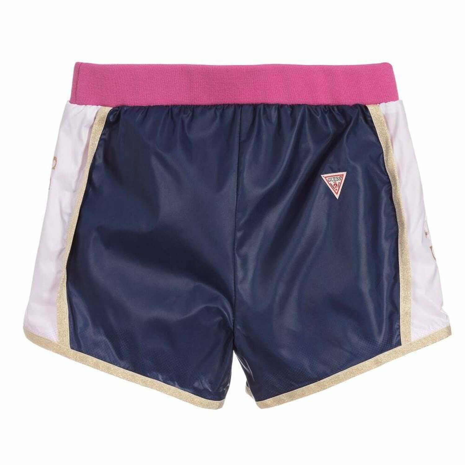 Girls Navy & Pink Logo Shorts, 1, hi-res