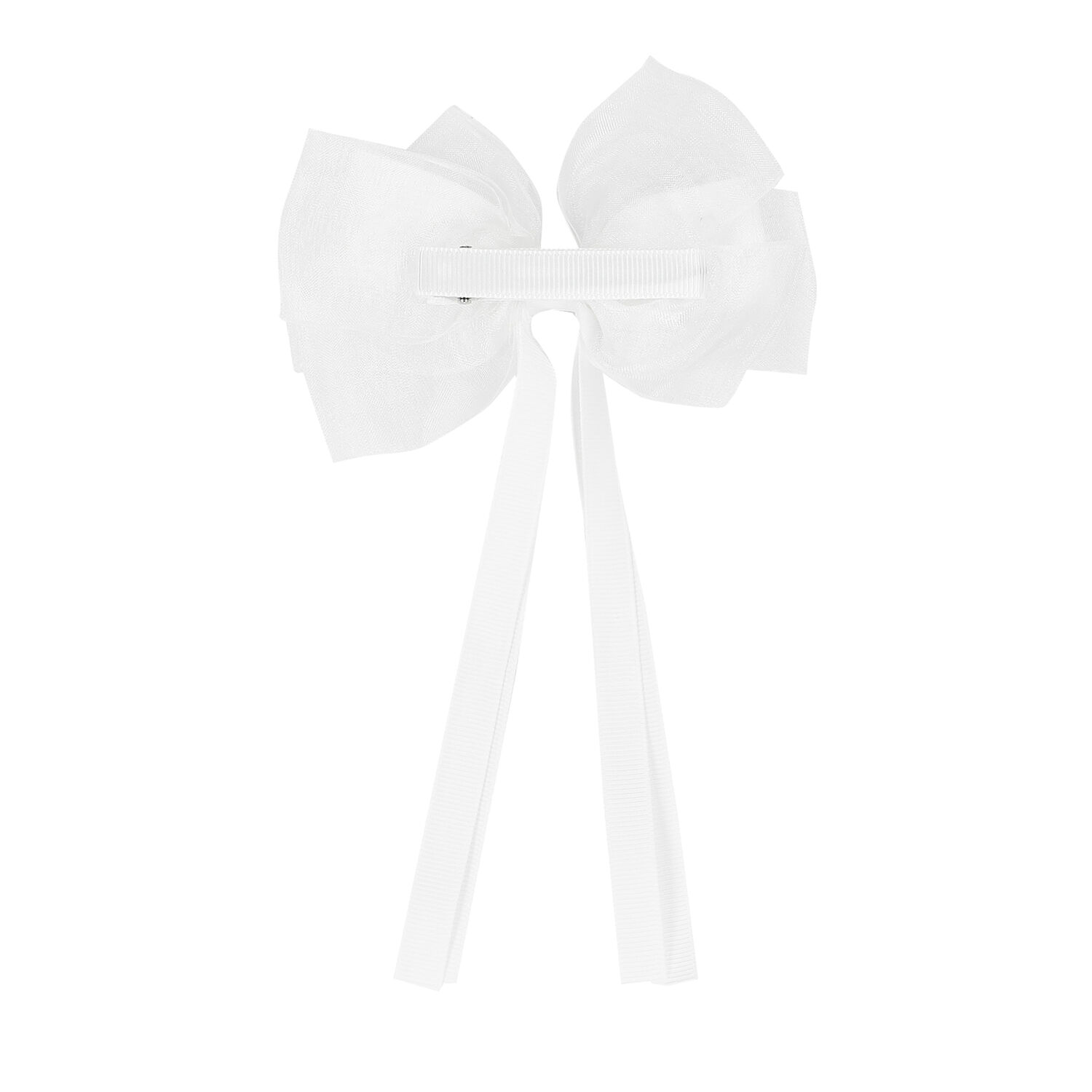 Girls White Bow Hair Clip, 2, hi-res image number null