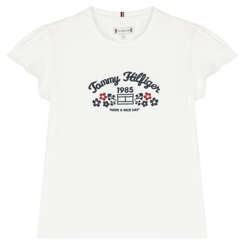 Girls White Logo T-Shirt