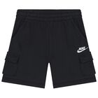 Boys Black Logo Shorts, 1, hi-res