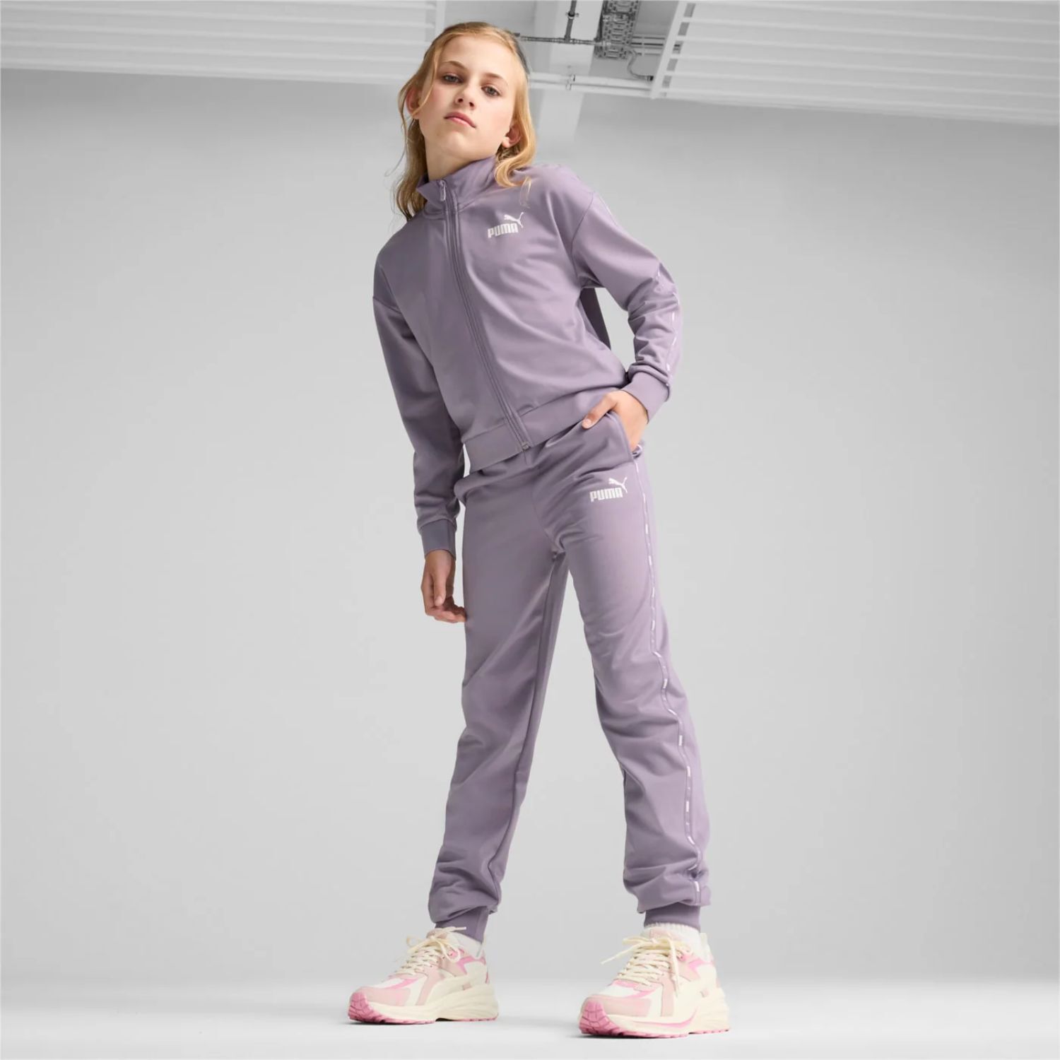 Girls Purple Logo Tracksuit, 1, hi-res