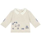 Boys Beige & Blue 2 Piece Babygrow Set, 1, hi-res