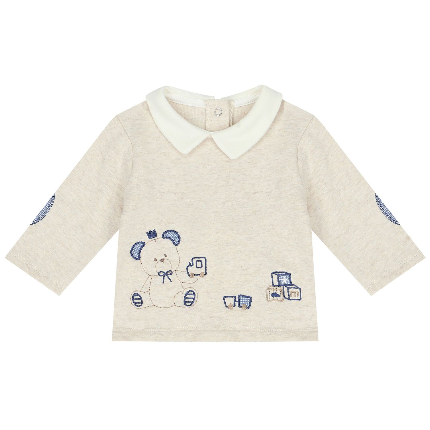 Boys Beige & Blue 2 Piece Babygrow Set, 1, hi-res