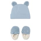 Baby Boys Blue & White Teddy Bear Gift Set, 1, hi-res