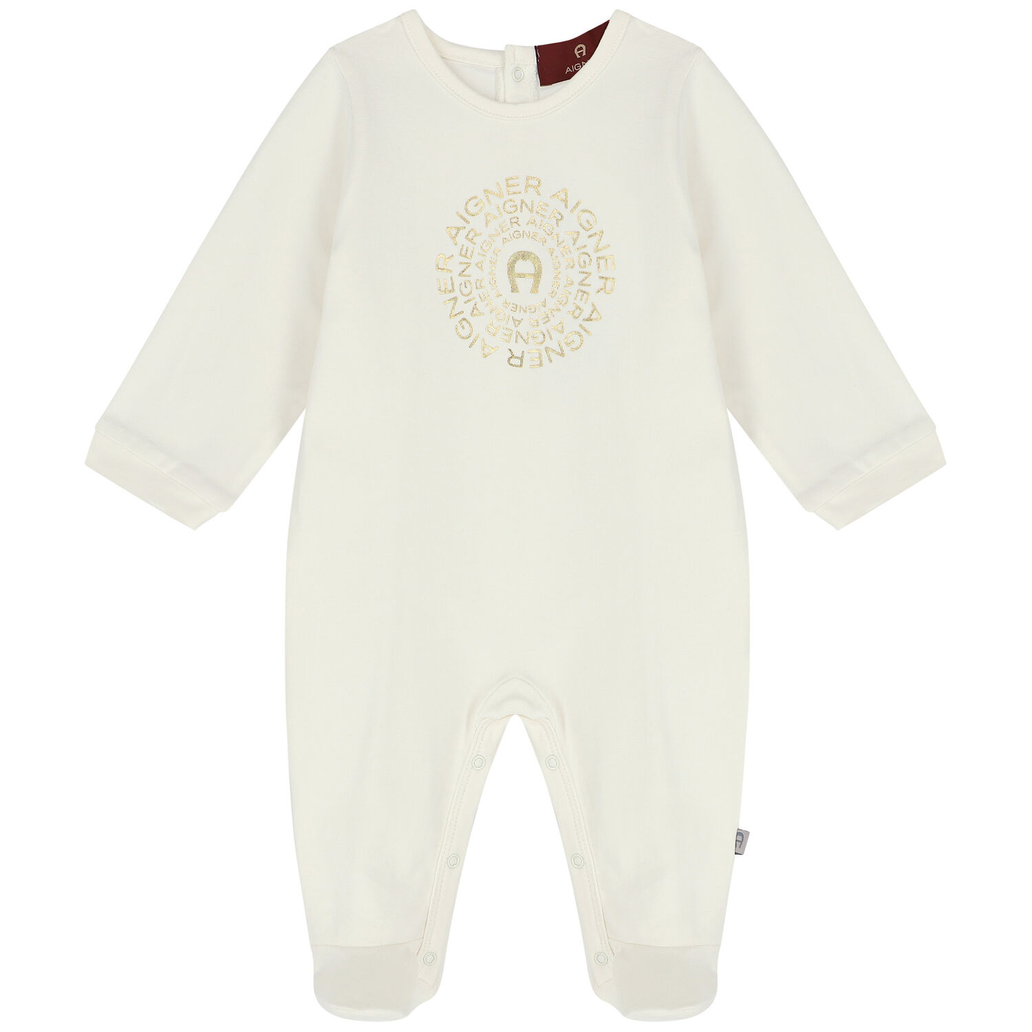 Ivory & Gold Logo Babygrow, 1, hi-res
