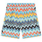 Boys Multi-Coloured Zig Zag Swim Shorts, 1, hi-res