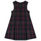 Girls Navy Blue & Green Tartan Dress, 1, hi-res