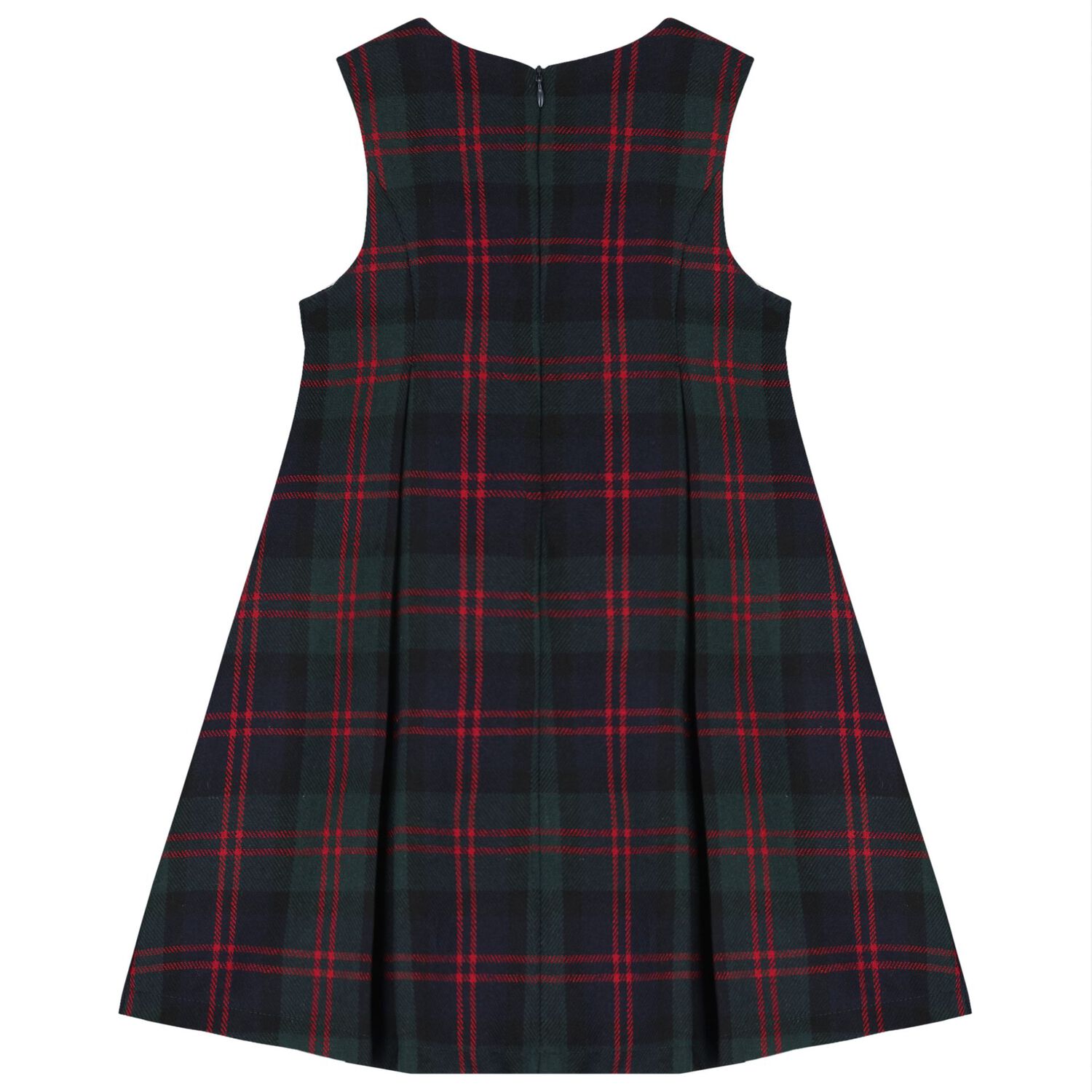 Girls Navy Blue & Green Tartan Dress, 1, hi-res image number null