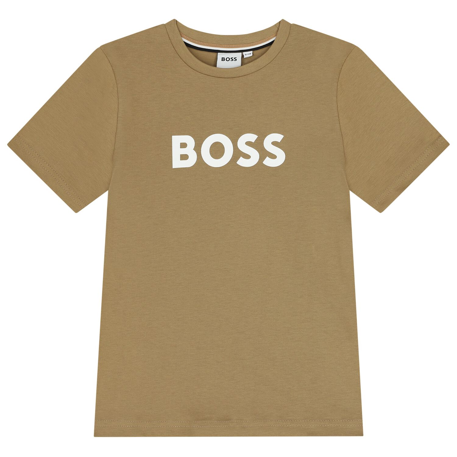 Boys Mini Me Beige Logo T-Shirt, 6, hi-res