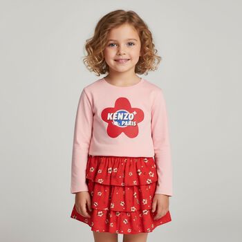 Girls Pink Logo Long Sleeve Top