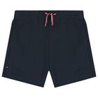 Baby Boys White & Navy Blue Striped Shorts Set, 1, hi-res