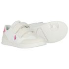 Girls White & Pink Logo Trainers , 1, hi-res