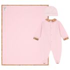Baby Girls Pink & Beige Geo Map Babygrow Gift Set, 2, hi-res
