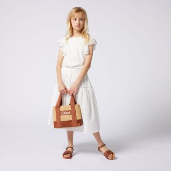 Girls Beige Logo HandBag
