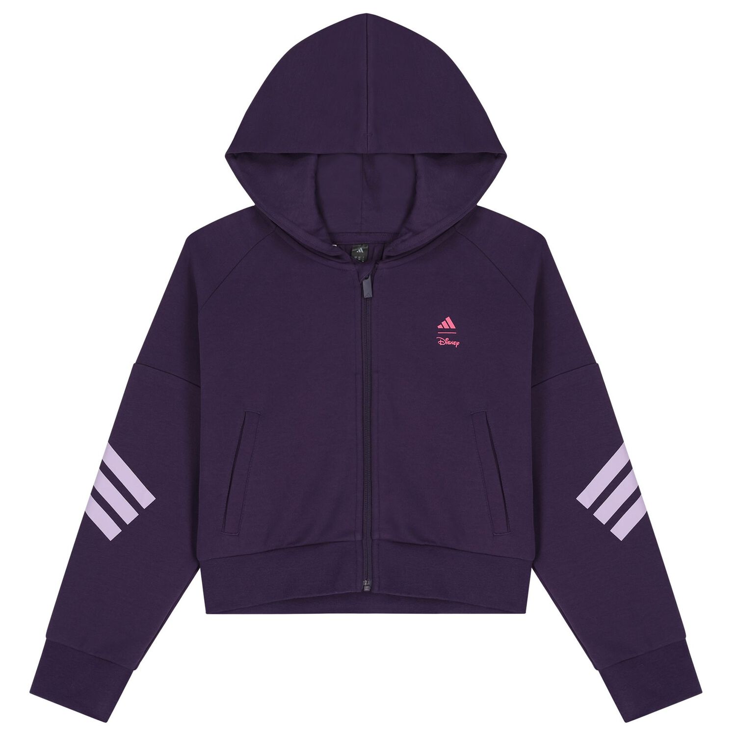 Girls Purple Disney Logo Hooded Zip Up Top, 1, hi-res