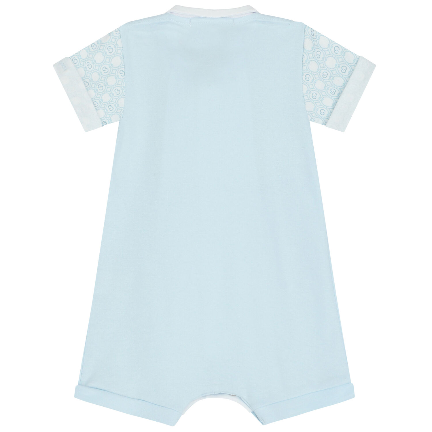 Baby Boys Blue & White Polo Romper, 1, hi-res