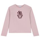 Girls Pink Flower Long Sleeve Top, 2, hi-res