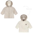 Baby Boys Beige & Ivory Reversible Coat, 1, hi-res