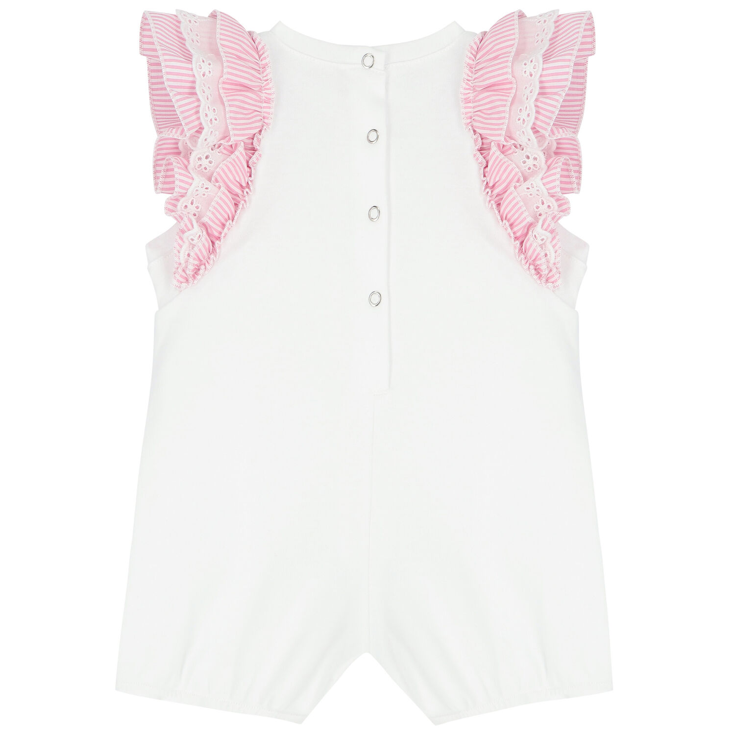 Baby Girls White Minnie Mouse Romper, 1, hi-res