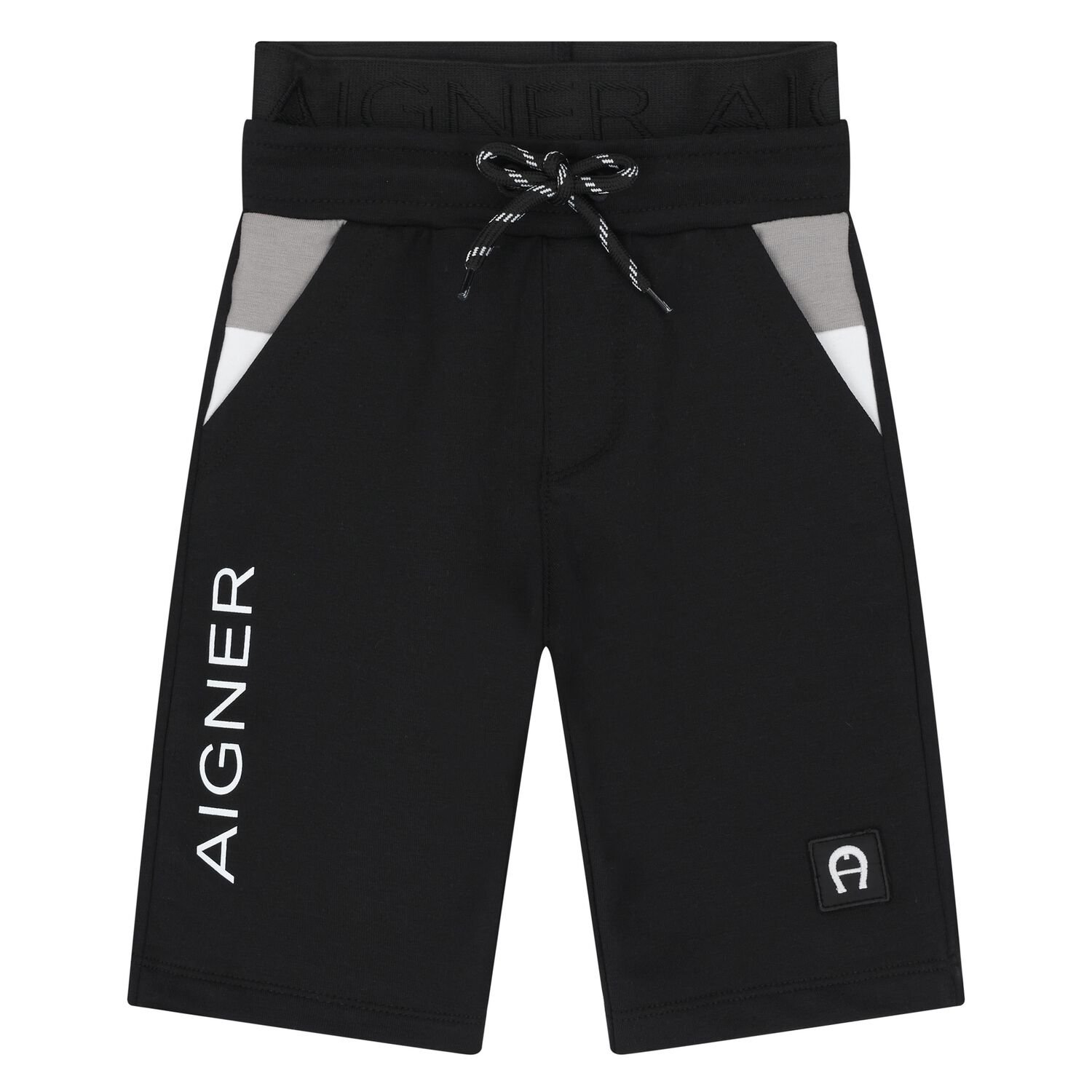 Younger Boys Black Logo Shorts, 1, hi-res image number null