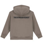 Beige Logo Hooded Zip Up Top, 1, hi-res