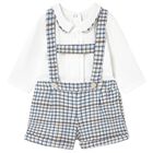 Baby Boys Ivory & Blue Checked Shorts Set, 1, hi-res