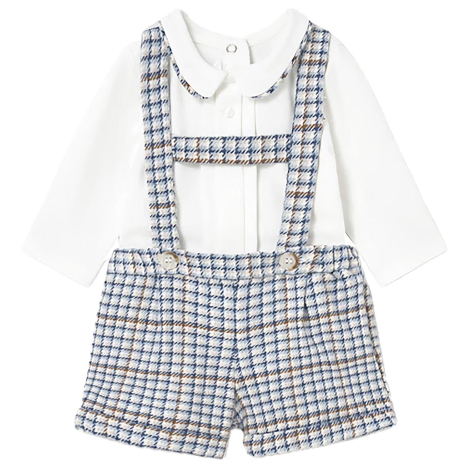 Baby Boys Ivory & Blue Checked Shorts Set, 1, hi-res image number null