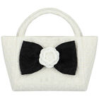 Girls Ivory & Black Bow Bag, 1, hi-res